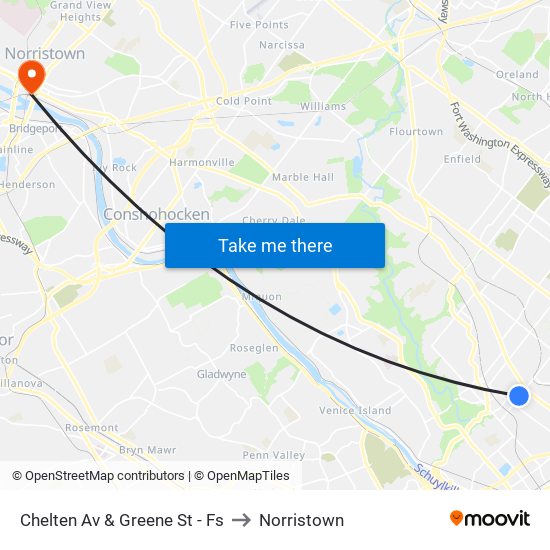Chelten Av & Greene St - Fs to Norristown map
