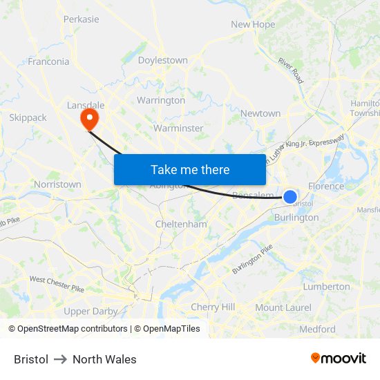 Bristol to North Wales map