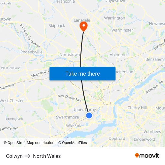 Colwyn to North Wales map