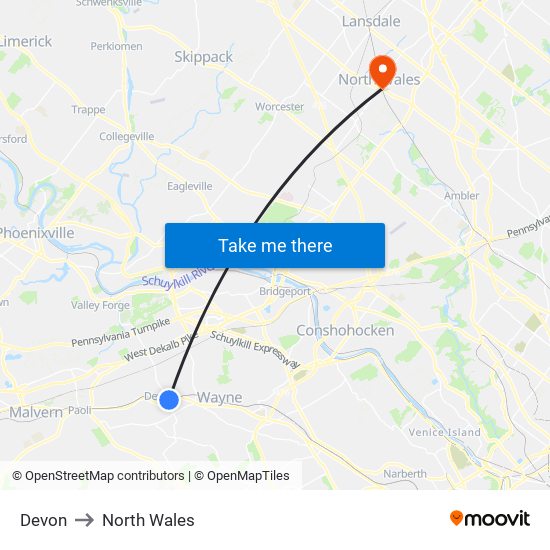 Devon to North Wales map