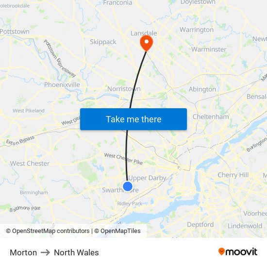 Morton to North Wales map