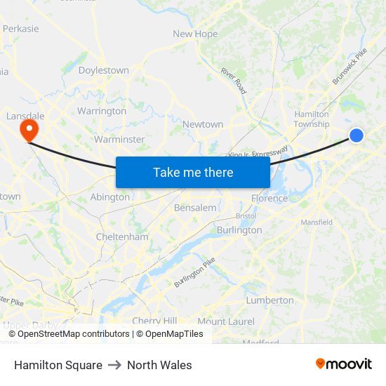 Hamilton Square to North Wales map
