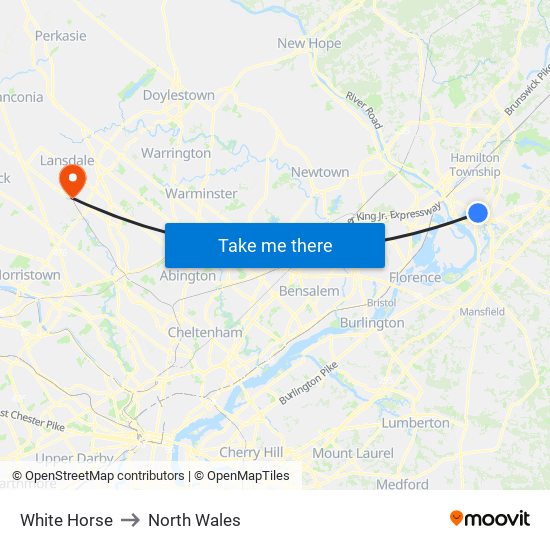 White Horse to North Wales map