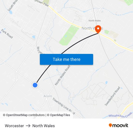 Worcester to North Wales map