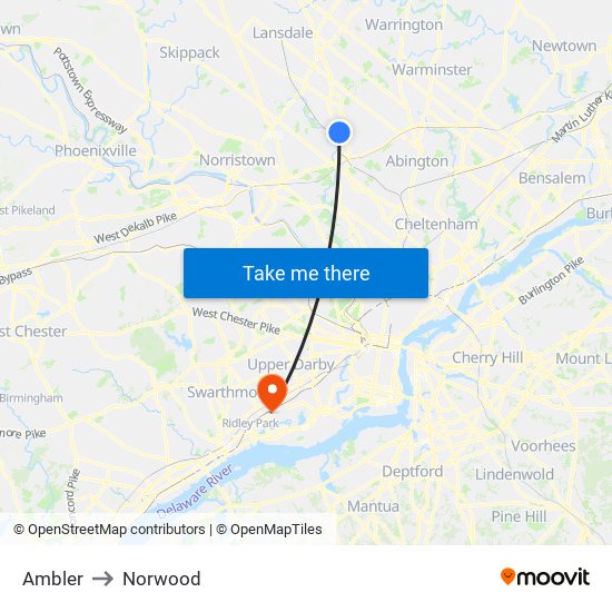 Ambler to Norwood map