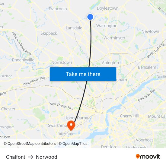 Chalfont to Norwood map