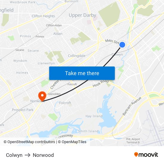 Colwyn to Norwood map