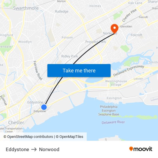 Eddystone to Norwood map