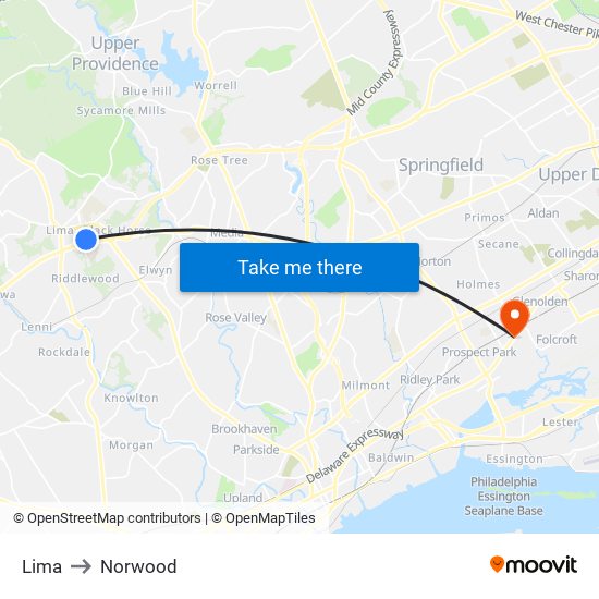 Lima to Norwood map