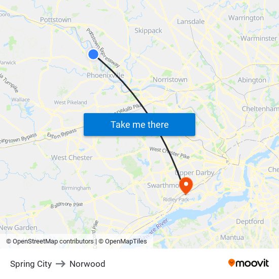 Spring City to Norwood map