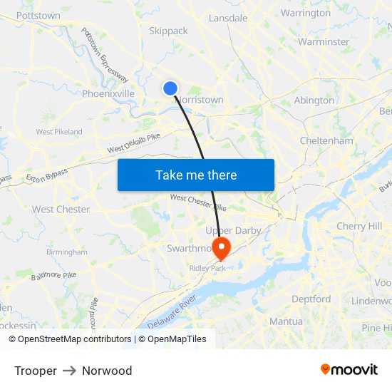 Trooper to Norwood map