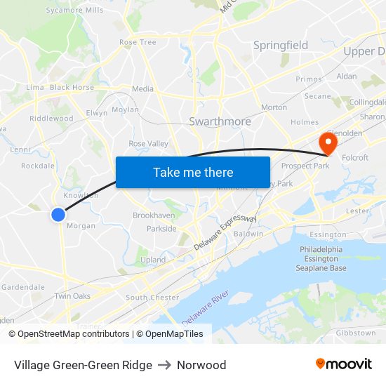 Village Green-Green Ridge to Norwood map