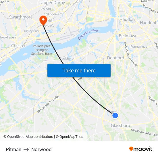 Pitman to Norwood map