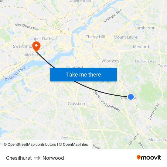 Chesilhurst to Norwood map