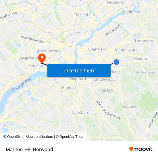 Marlton to Norwood map