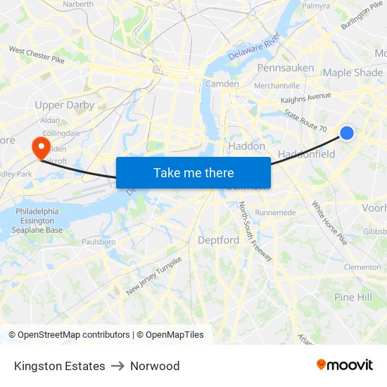 Kingston Estates to Norwood map