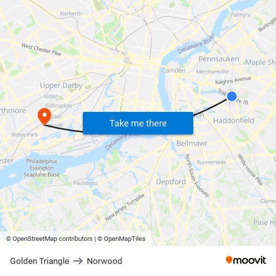 Golden Triangle to Norwood map