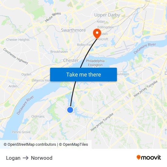 Logan to Norwood map