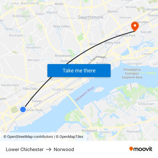Lower Chichester to Norwood map
