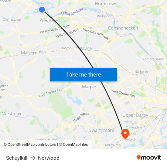 Schuylkill to Norwood map
