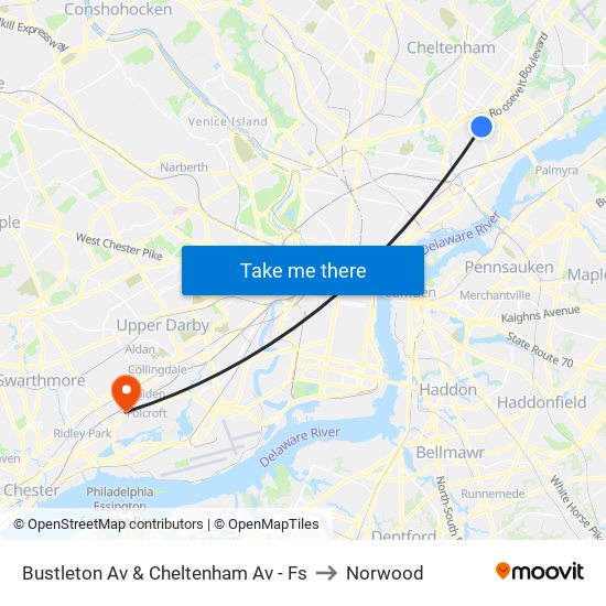 Bustleton Av & Cheltenham Av - Fs to Norwood map