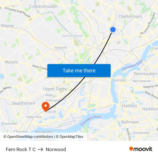 Fern Rock T C to Norwood map