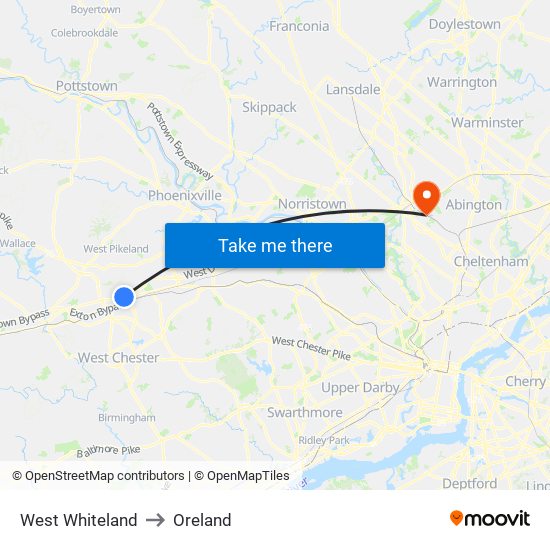 West Whiteland to Oreland map