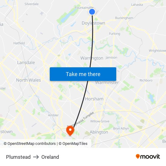 Plumstead to Oreland map