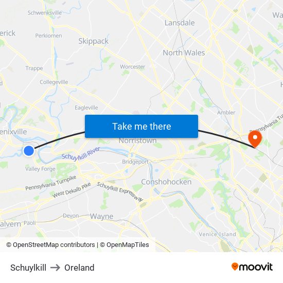 Schuylkill to Oreland map