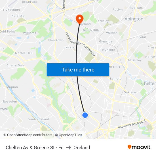 Chelten Av & Greene St - Fs to Oreland map
