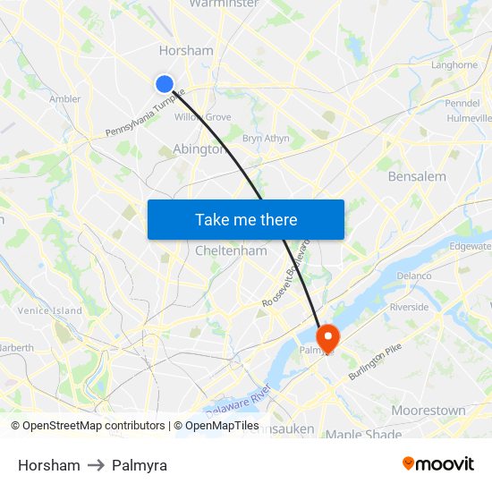 Horsham to Palmyra map