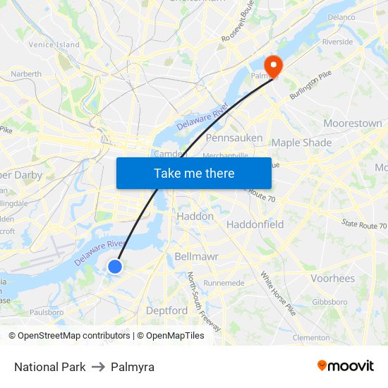 National Park to Palmyra map