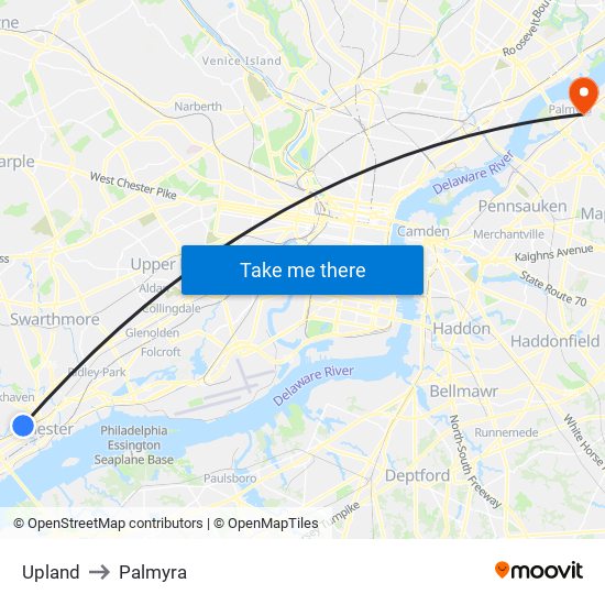 Upland to Palmyra map