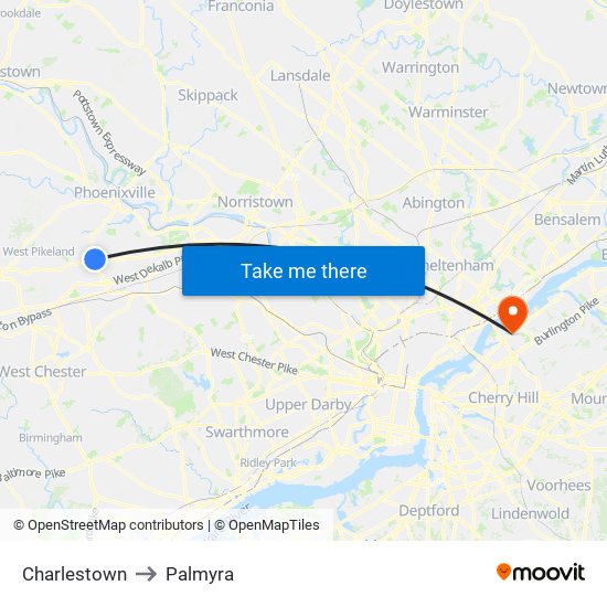 Charlestown to Palmyra map