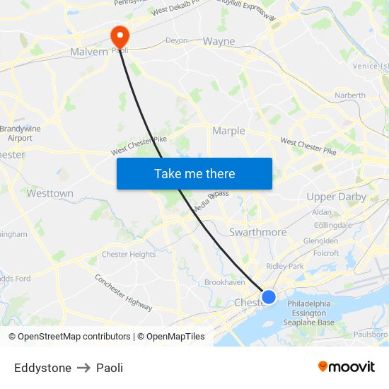 Eddystone to Paoli map