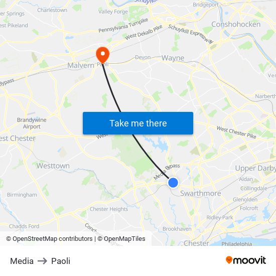 Media to Paoli map