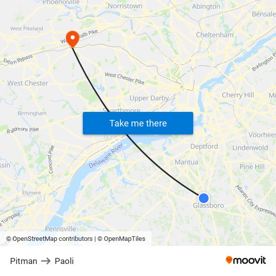 Pitman to Paoli map