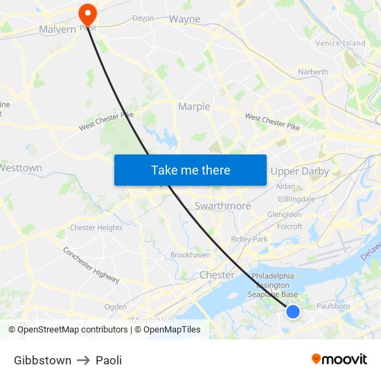 Gibbstown to Paoli map