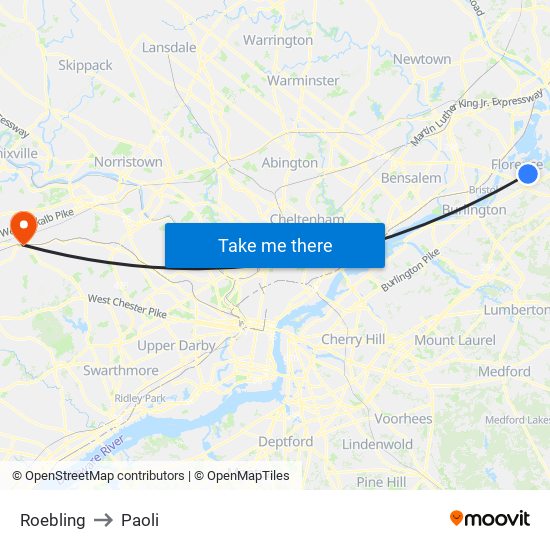 Roebling to Paoli map