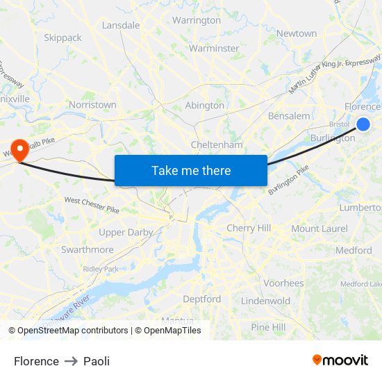 Florence to Paoli map