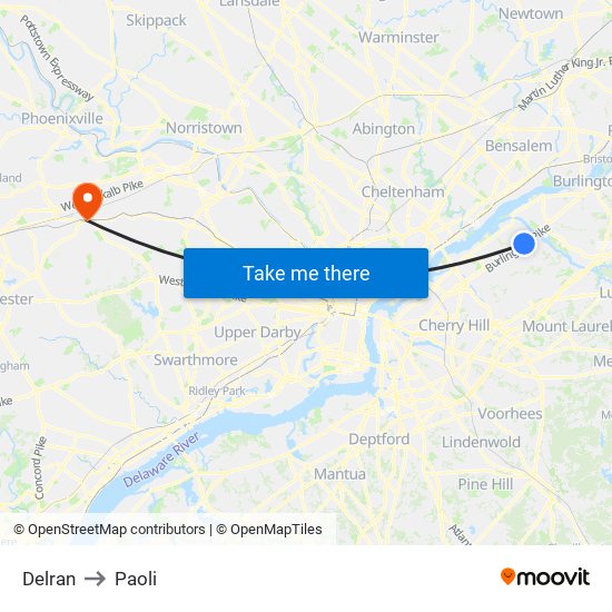 Delran to Paoli map