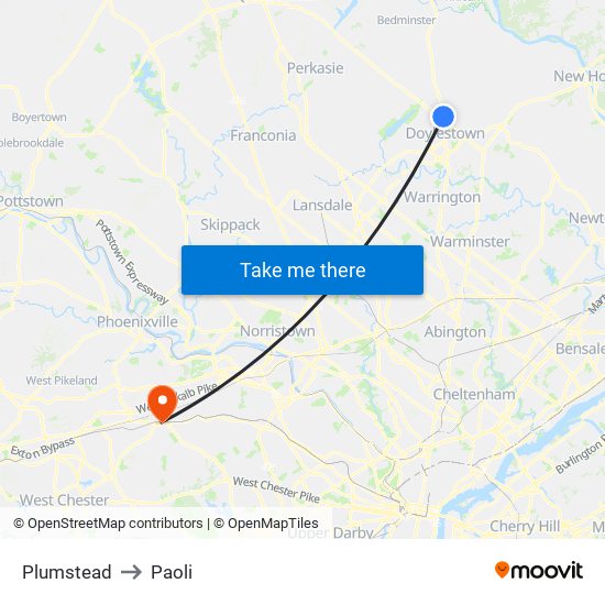 Plumstead to Paoli map