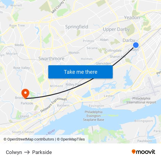 Colwyn to Parkside map