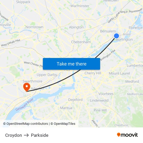 Croydon to Parkside map
