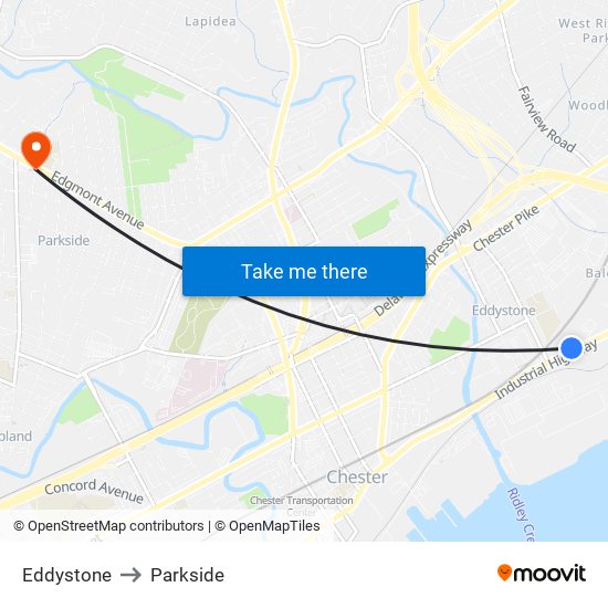 Eddystone to Parkside map