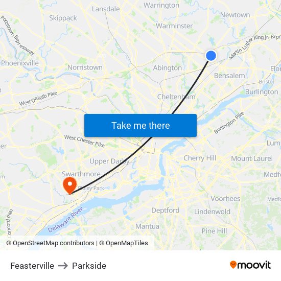 Feasterville to Parkside map