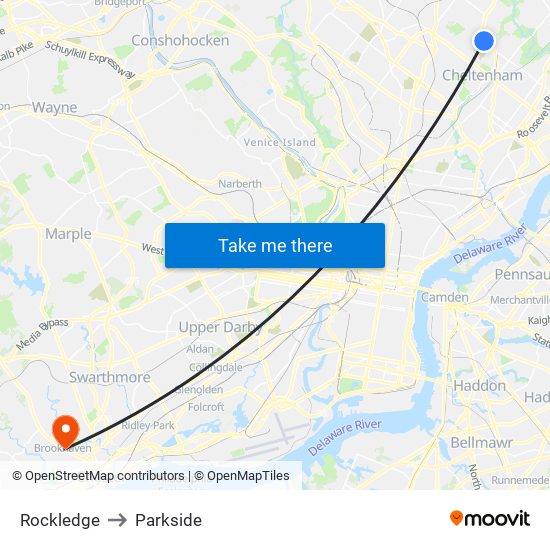 Rockledge to Parkside map