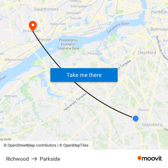 Richwood to Parkside map