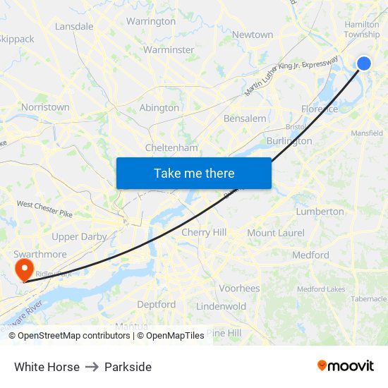 White Horse to Parkside map