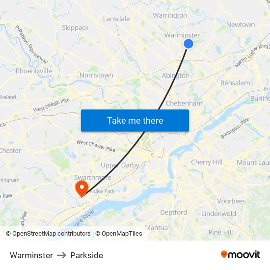 Warminster to Parkside map